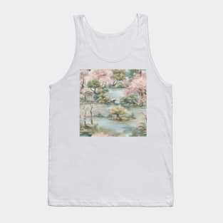 Traditional chinoiserie landscape in soft palette Tank Top